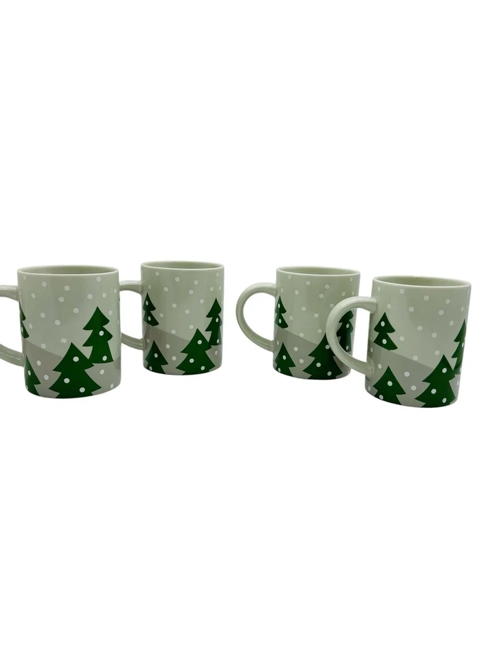 Crate&Barrel Sage Green Snowman Mug Set of 4 with Red Accents